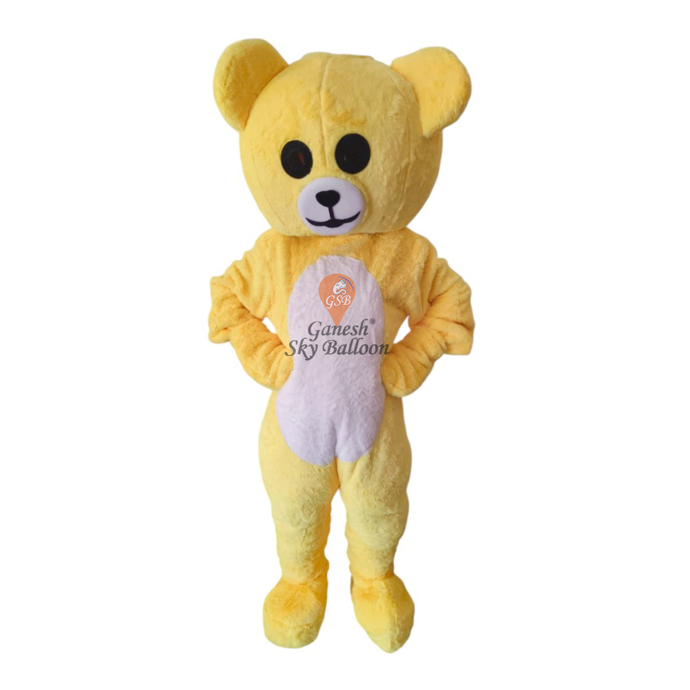 Yellow Furr Patch Teddy Mascot Costume