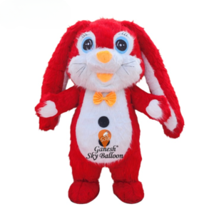 Rabbit Fur Mascot Red